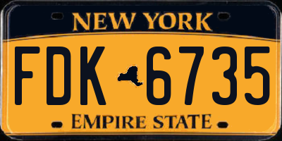 NY license plate FDK6735