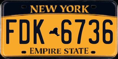 NY license plate FDK6736