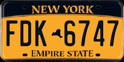 NY license plate FDK6747