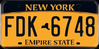NY license plate FDK6748