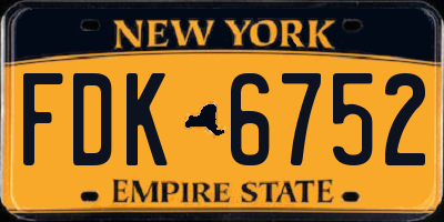NY license plate FDK6752