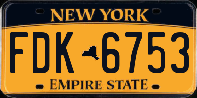 NY license plate FDK6753