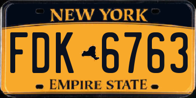 NY license plate FDK6763