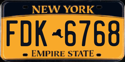 NY license plate FDK6768