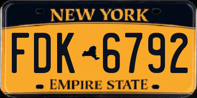 NY license plate FDK6792