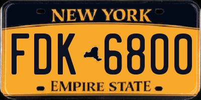 NY license plate FDK6800