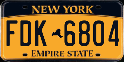 NY license plate FDK6804