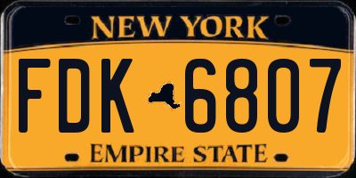 NY license plate FDK6807