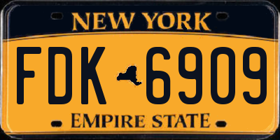 NY license plate FDK6909