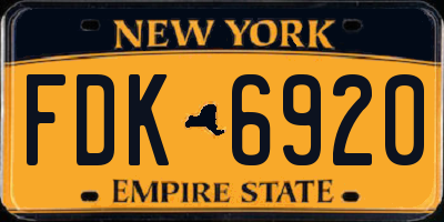 NY license plate FDK6920