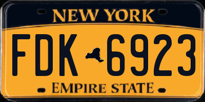 NY license plate FDK6923