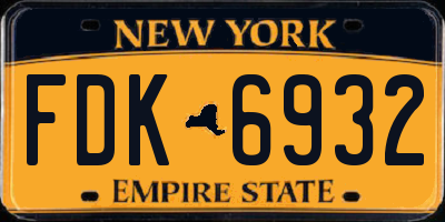 NY license plate FDK6932