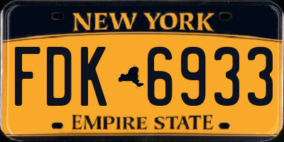 NY license plate FDK6933