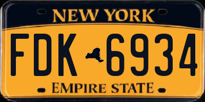 NY license plate FDK6934