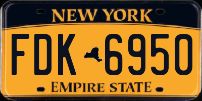 NY license plate FDK6950
