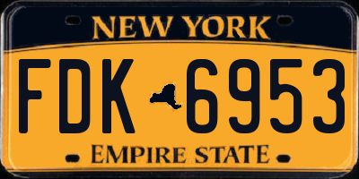 NY license plate FDK6953