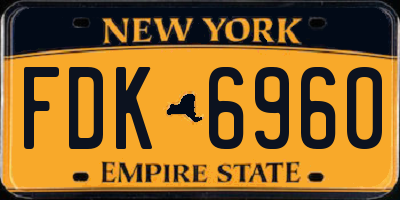 NY license plate FDK6960