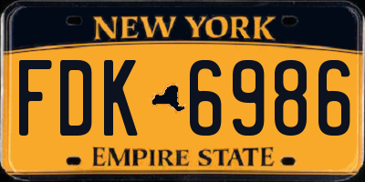NY license plate FDK6986