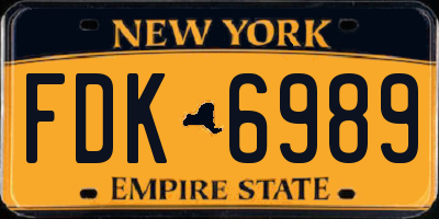NY license plate FDK6989