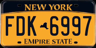 NY license plate FDK6997