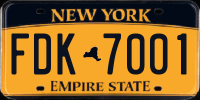NY license plate FDK7001