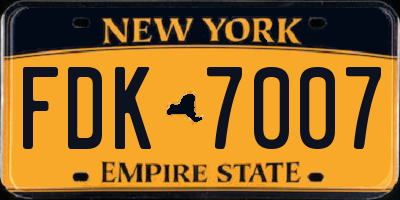 NY license plate FDK7007