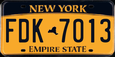 NY license plate FDK7013