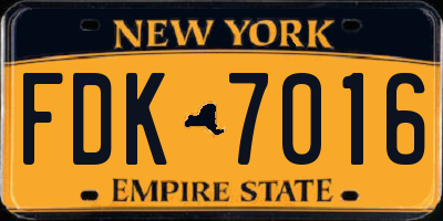 NY license plate FDK7016