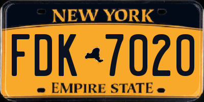 NY license plate FDK7020