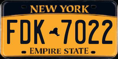 NY license plate FDK7022