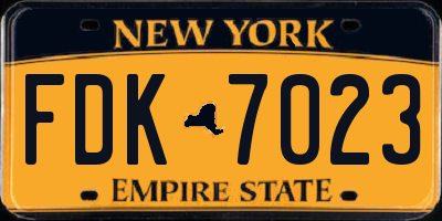 NY license plate FDK7023