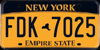 NY license plate FDK7025