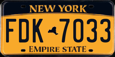 NY license plate FDK7033