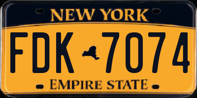 NY license plate FDK7074