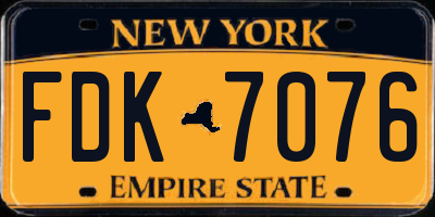 NY license plate FDK7076