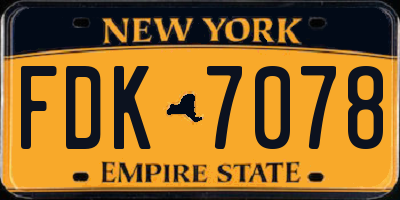 NY license plate FDK7078