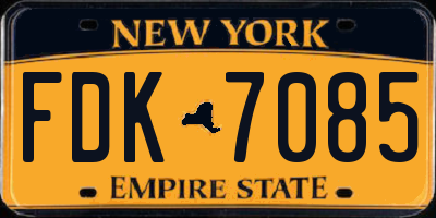 NY license plate FDK7085