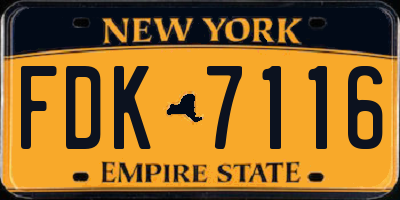 NY license plate FDK7116