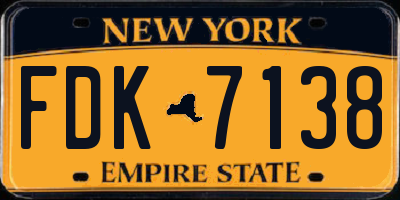 NY license plate FDK7138
