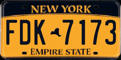 NY license plate FDK7173