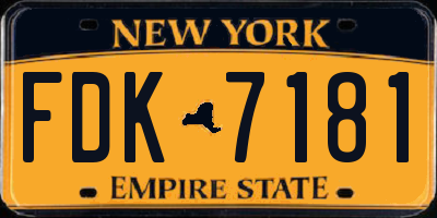 NY license plate FDK7181