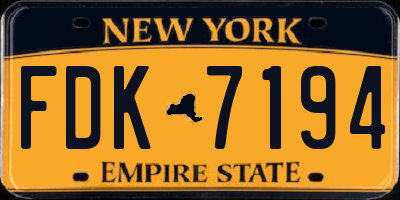 NY license plate FDK7194