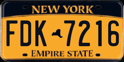NY license plate FDK7216
