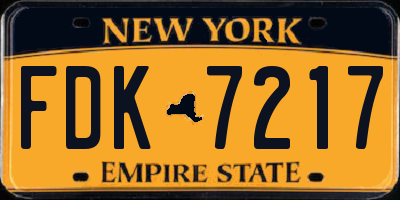 NY license plate FDK7217