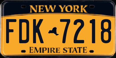 NY license plate FDK7218