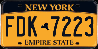 NY license plate FDK7223