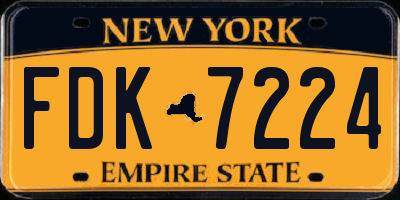 NY license plate FDK7224