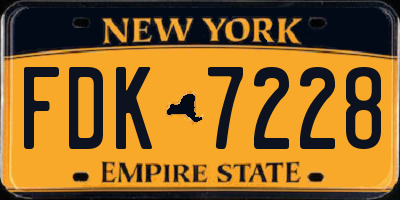 NY license plate FDK7228