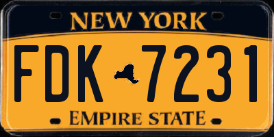 NY license plate FDK7231