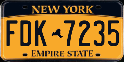 NY license plate FDK7235